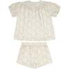 Wildflower Bouquet Puff Sleeve Top And Short Set - Mixed Apparel Set - 2