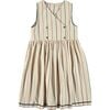 Cotton Stitched Zig-Zag Trim Sleeveless Apron, Beige - Dresses - 1 - thumbnail