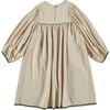 Cotton Shamrock Embroidery Zig-Zag Trim Puff Sleeve Dress, Ecru - Dresses - 2