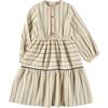 Cotton Stitched Zig-Zag Trim Dress, Beige - Dresses - 2