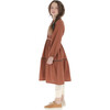 Terracotta Mousseline Zig-Zag Trim Dress, Brown - Dresses - 5