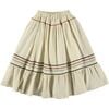 Muslin Zig-Zag Trim Trim Long Skirt, Beige - Skirts - 1 - thumbnail