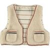 Lamb Zig-Zag Trim Shirt Vest, Ecru - Vests - 1 - thumbnail