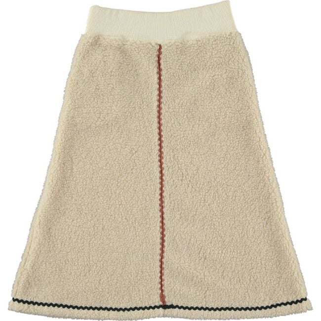 Lamb Zig-Zag Trim Ribbed Waist Skirt, Ecru - Skirts - 2