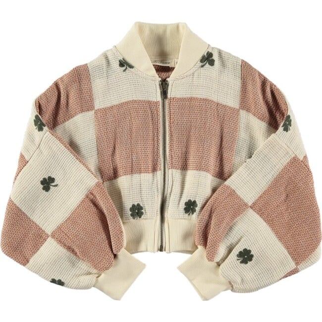 Clover Patchwork Ribbed Collar Bomber Jacket, Multicolors - Jackets - 5