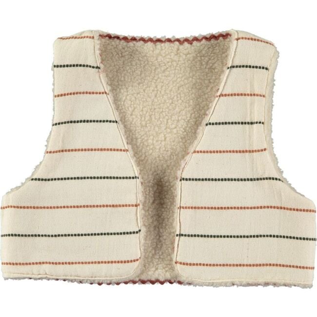 Lamb Zig-Zag Trim Shirt Vest, Ecru - Vests - 2