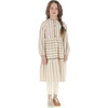 Cotton Stitched Zig-Zag Trim Dress, Beige - Dresses - 6