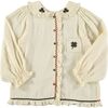 Muslin Shamrock Zig-Zag Trim Embroidered Blouse, Beige - Blouses - 4