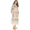 Muslin Zig-Zag Trim Trim Long Skirt, Beige - Skirts - 5