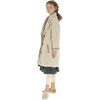 Lamb Zig-Zag Trim Wide Lapel Coat, Ecru - Coats - 9