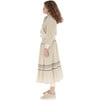 Muslin Zig-Zag Trim Trim Long Skirt, Beige - Skirts - 9