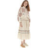 Muslin Shamrock Zig-Zag Trim Embroidered Blouse, Beige - Blouses - 9