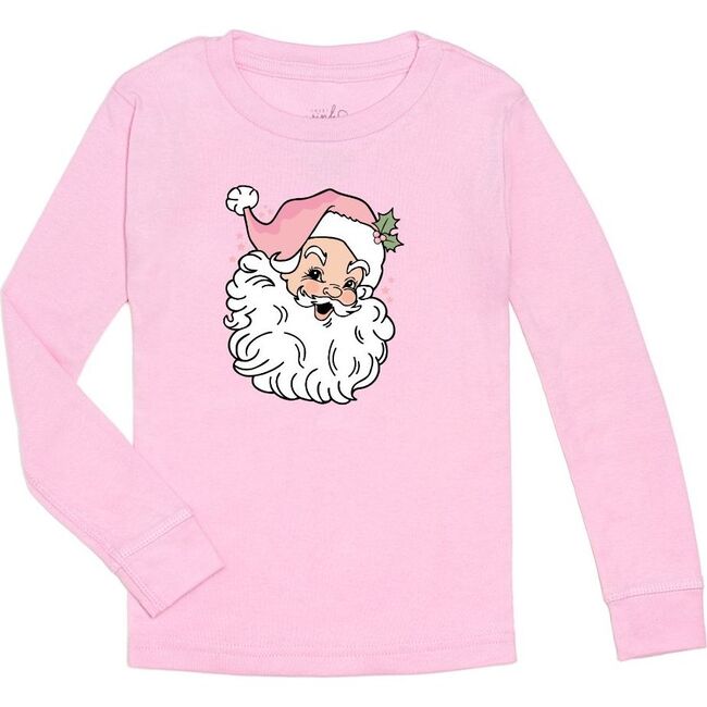Retro Santa Christmas Long Sleeve Shirt, Pink