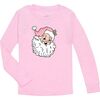 Retro Santa Christmas Long Sleeve Shirt, Pink - Shirts - 1 - thumbnail