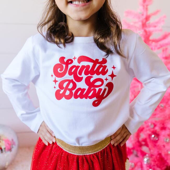 Santa Baby Christmas Long Sleeve Shirt, White - Shirts - 2
