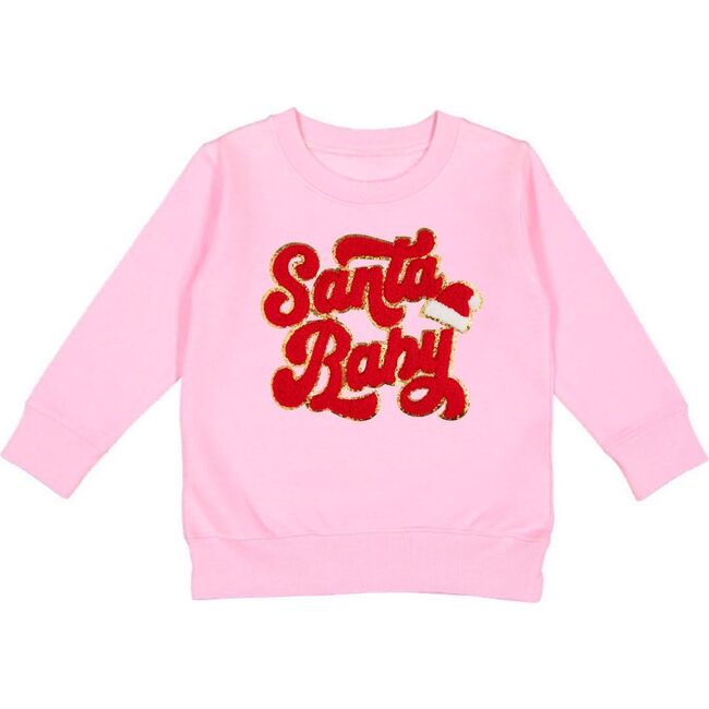 Santa Baby Patch Christmas Sweatshirt, Pink