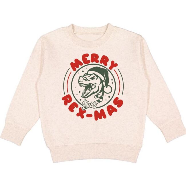 Merry Rex-Mas Christmas Sweatshirt, Natural - Sweatshirts - 1