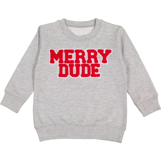 Merry Dude Patch Christmas Sweatshirt, Grey
