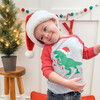 Santa Dino Christmas 3/4 Shirt, Heather/Red - Shirts - 2