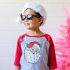Retro Santa Christmas 3/4 Shirt, Heather/Red - Shirts - 3