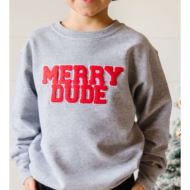 Merry Dude Patch Christmas Sweatshirt, Grey - Sweatshirts - 2