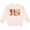 Holly Jolly Patch Christmas Sweatshirt, Natural - Sweatshirts - 1 - thumbnail