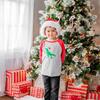 Santa Dino Christmas 3/4 Shirt, Heather/Red - Shirts - 3
