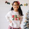 Holly Jolly Patch Christmas Sweatshirt, Natural - Sweatshirts - 2