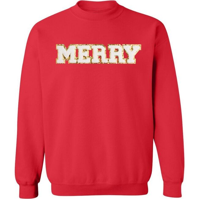 Merry Patch Christmas Adult Sweatshirt, Red
