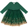 Emerald Sequin Long Sleeve Tutu Dress, Green - Dresses - 1 - thumbnail