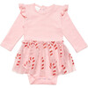 Candy Cane Christmas Long Sleeve Tutu Bodysuit, Pink - Onesies - 1 - thumbnail