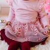 Candy Cane Christmas Long Sleeve Tutu Bodysuit, Pink - Onesies - 2