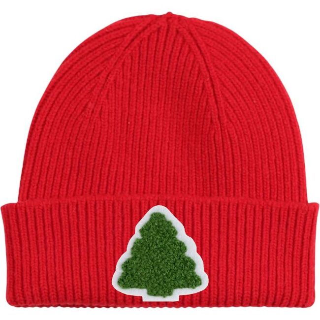 Christmas Tree Patch Beanie, Red - Hats - 1