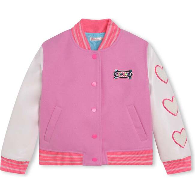 Logo Letterman Jacket, Pink