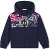 Sequin Zip Up Hoodie, Navy - Sweatshirts - 1 - thumbnail