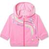 Rainbow Zip Up Hoodie, Pink - Sweatshirts - 1 - thumbnail