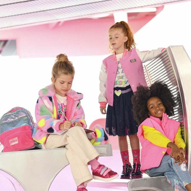 Heart Print Fleece Coat, Pink - Coats - 2