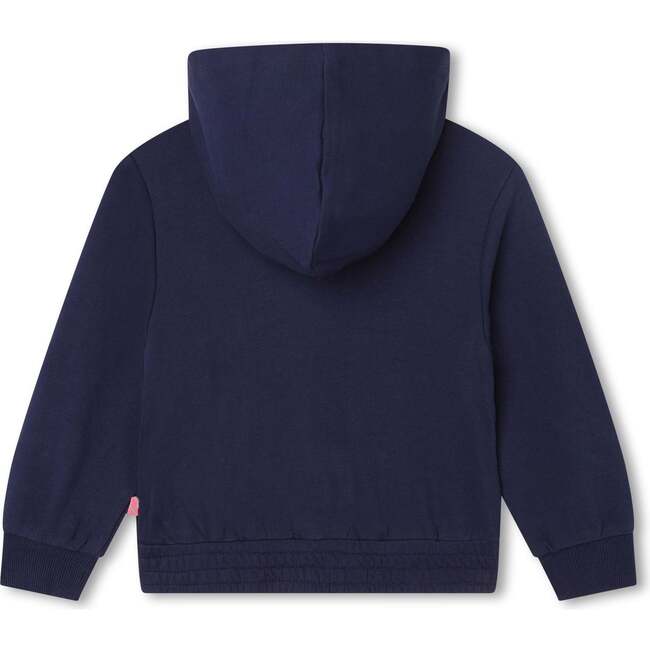 Sequin Zip Up Hoodie, Navy - Sweatshirts - 3