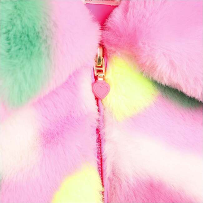Heart Print Fleece Coat, Pink - Coats - 3