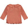 Long Sleeve Tee Shirt, Ruffled Collar, Burnt Orange - T-Shirts - 2