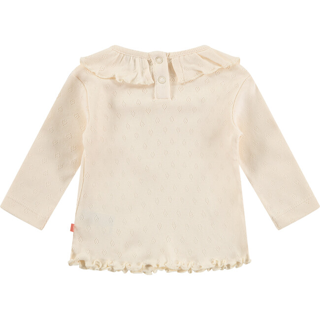 Long Sleeve Tee Shirt, Ruffled Collar, Crème - T-Shirts - 2