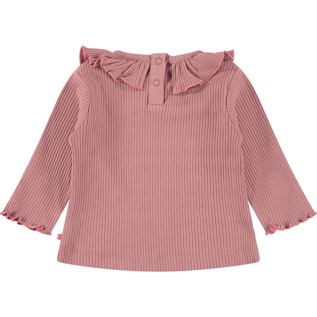 Long Sleeve Tee Shirt, Ruffled Collar, Blush Pink - T-Shirts - 2