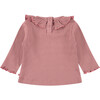 Long Sleeve Tee Shirt, Ruffled Collar, Blush Pink - T-Shirts - 2