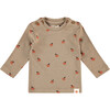 Long Sleeve Tee Shirt, Olive Tangerine Print - T-Shirts - 1 - thumbnail