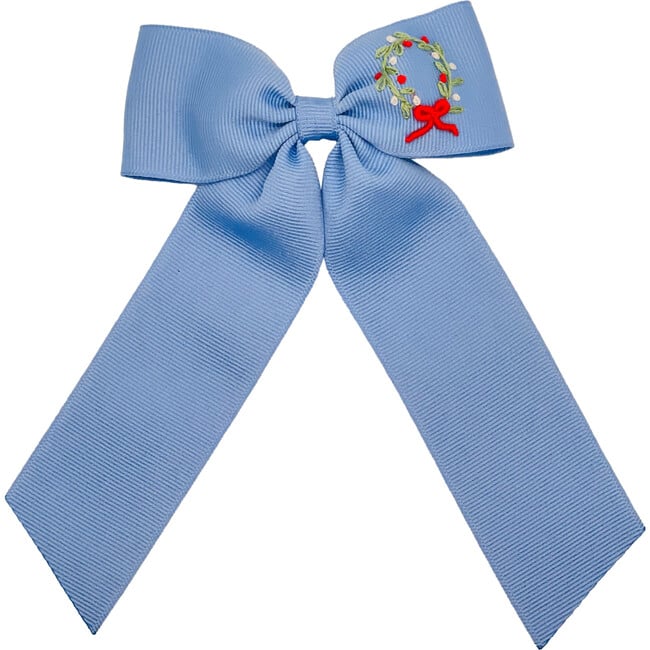 Holiday Wreath Bow, Medium, Dusty Blue