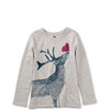 Winter Deer Graphic Tee, Light Grey Heather - T-Shirts - 1 - thumbnail