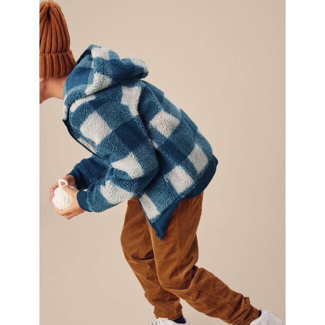 Teddy Fleece Bunny Ears Hoodie, Buffalo Plaid - Jackets - 6
