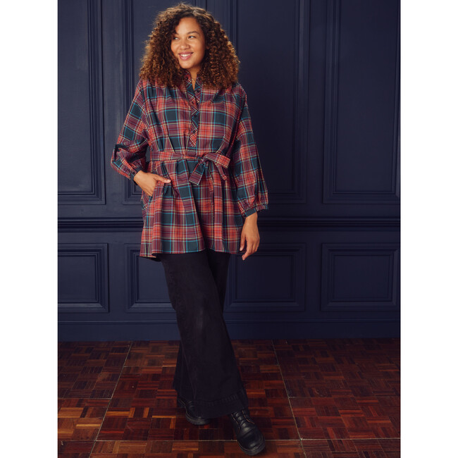 Women's Tunic Dress, Matsuri Plaid In Red - Dresses - 7