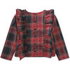 Ruffle Plaid Woven Top, Matsuri Plaid In Red - Shirts - 2