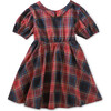 Puff Sleeve Collar Dress, Matsuri Plaid In Red - Dresses - 1 - thumbnail